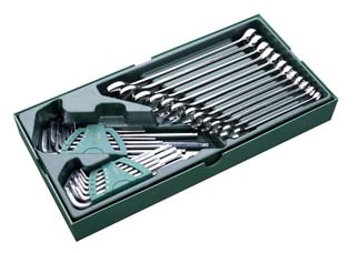 世達工具09906    工具托組套-30件兩用扳手及內(nèi)六角扳手